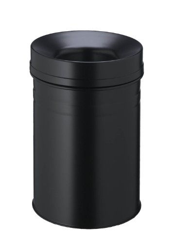 Image of Durable 15 Litre Waste Basket with Extinguishing Lid - Black