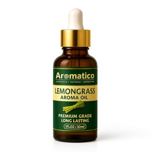 Image of AROMATICO Lemongrass Diffuser Oil for Long-Lasting | Home Fragrance & Aromatherapy, Meditation & Concentration | For Diffusers, Air Fresheners | 30ml
