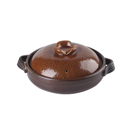Cacerola de cerámica con tapa, olla de arcilla de alta temperatura para guisos y sopas, utensilios de cocina duraderos para cocción lenta