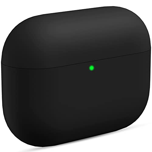 Ouwegaga Líquida Híbrida Silicona Funda Compatible con AirPods Pro 2019, Fronta LED Visible Silicona Protección Case Shockproof Funda Compatible con Apple AirPods Pro, Negro