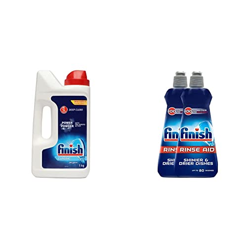 Image of Finish Classic Dishwasher Powder Detergent 1 Kg & Dishwasher Rinse Aid - 400ml (Pack of 2) Combo