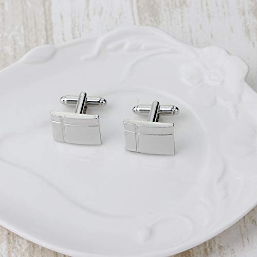 Mancuernillas Rectangulares Plateadas para Hombre miniatura 3