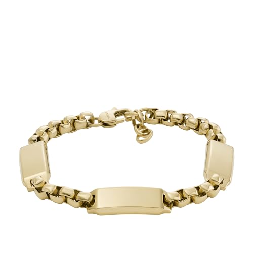 Image of Fossil Men's Plated Stainless Steel Engravable Personalized Gift ID, Chain or Cuff Bracelet for Men