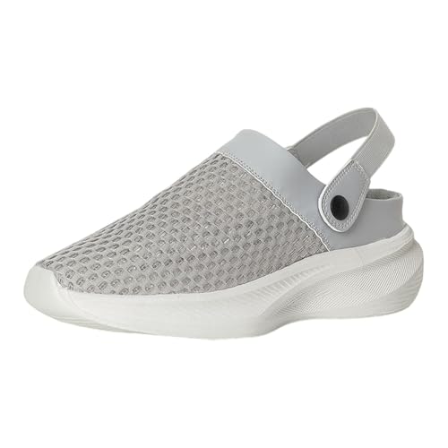 Zuecos de malla transpirables para hombre, ligeros, para caminar, cómodos mocasines sin espalda, antideslizantes, para exteriores, casuales, gris, 39.5 EU