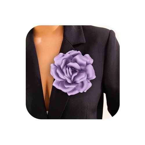Image of Flower Brooch Pins for Women 5.5in Lapel Pins Large Rose Floral Brooches Dainty Satin Fabric Brooches Rose Flower Hair Clips Wedding Party Dance Clothes Accessories Jewelry