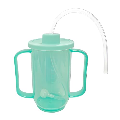 Gobelets Anti-Déversement Pour Personnes Âgées Tasse À Boire avec Deux Anses et Longue Paille pour Les Gens Alité Gobelet D'alimentation Avec Couvercle et Paille