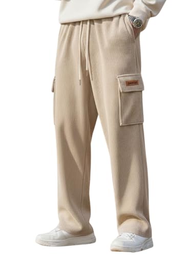 SMOWKLY Men's Corduroy Pants | Men’s Casual Trouser Regular Fit |...