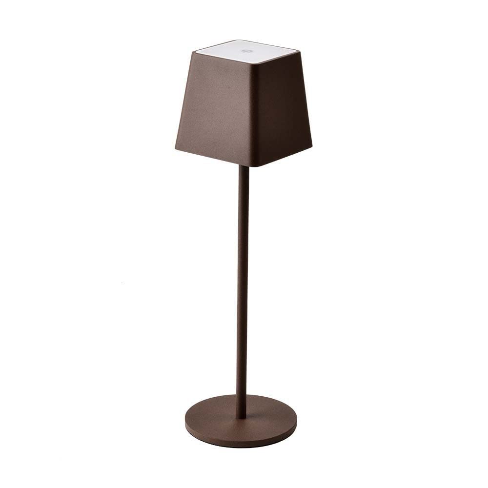 V-TAC Lampada da Tavolo senza Fili LED Dimmerabile con Comandi Touch – Lampada Marrone Corten Wireless Uso Interno ed Esterno IP54 da Casa o Ristorante – Batteria 4000 mAh – Luce 3000K Bianca Calda