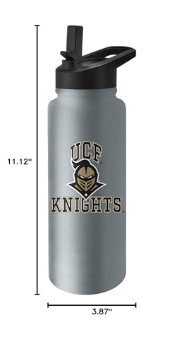 Image of Logo Brands NCAA Central Florida Golden Knights Athletic 34 oz Stainless Steel Quencher Bottle - Double-Wall Insulated, No-Spill Lid, Easy Carry Handle - Keeps Drinks Cold For Hours
