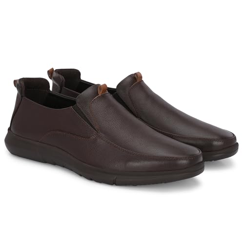 Image of Blue Leather By Centrino Genuine Leather Men's Formal Slip on Loafers |Comfort Trendy Non Lace-Up Design |Flexible Mocassins |Leather with Anti-Skid Sole |Perfect for Office Wear & Formal Dress (3997)