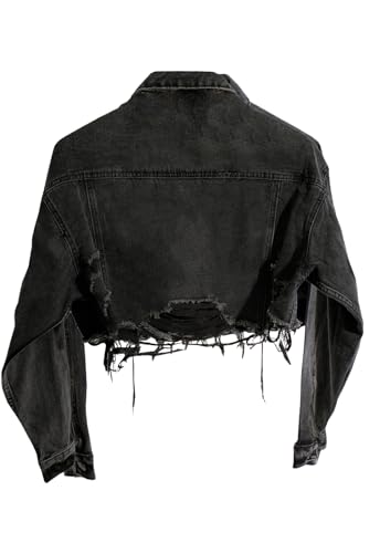 Women's Ripped Short Jean Jacket frayed Casual Denim Jacket Tops3