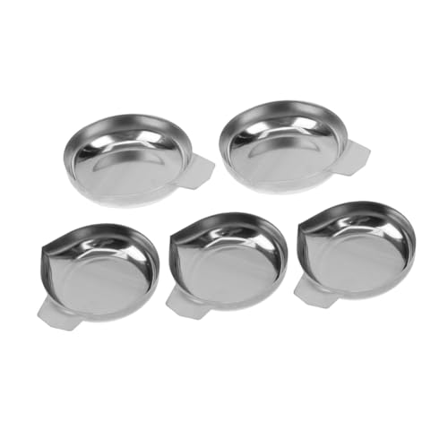 FELTECHELECTR 5 piezas Bandejas de Acero Inoxidable para Balanza Electrónica Platos de Pesaje Reutilizables Diseño Compacto con Mango Único para Joyería Cocina y Laboratorio