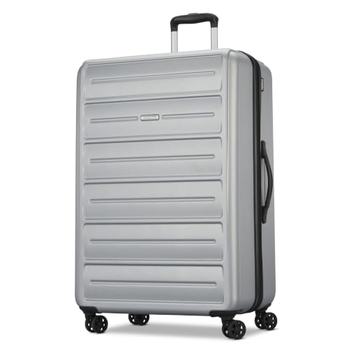 Image of American Tourister Westridge Luggage Set - 3 Piece Set - 20 inch Carry-On, 24 inch & 28 inch Checked Luggage with 360 Spinner Wheels - Expandable Suitcases for Extended Travel - Includes 3 Packing Cubes - Silver