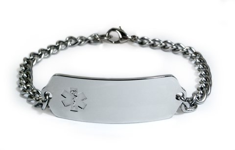 Epilepsy Medical ID Alert Bracelet with Embossed Emblem from Stainless Steel. Style: Classic Wide, Premium Series.