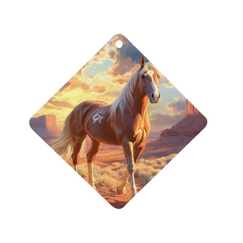 Horse Car Air Freshener Hanging Aromatherapy Tablets for Car Accessories Rhombus