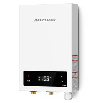 Tankless Water Heater Electric, MIZUDO 8kW 240Volt Instant Endless Water Heater, Up to 1.9 GPM, with LED Digital Display, Point of Use Hot Water, ETL Certificated