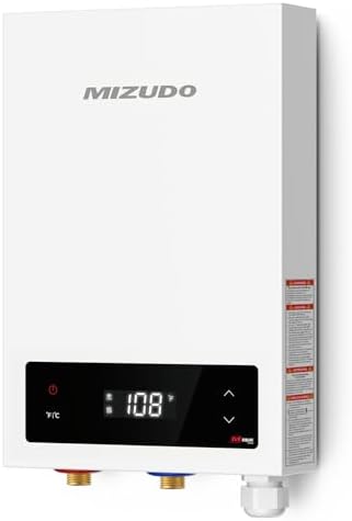 Tankless Water Heater Electric, MIZUDO 8kW 240Volt Instant Endless Water Heater, Up to 1.9 GPM, with LED Digital Display, Point of Use Hot Water, ETL Certificated