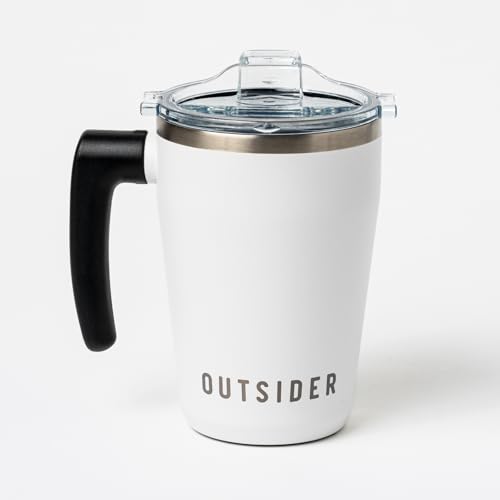 OUTSIDER The AM 17 oz Stainless Steel Vacuum Insulated Coffee Mug with 180&deg; Rotating Swivel Handle...