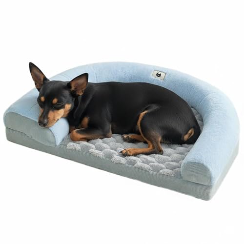 LifetipsトイマンチェスターテリアU型 ペットベッド 犬 猫 クッション ソファ 丸洗い可 滑り止め 保温 四季対応 小型犬 中型犬 大型犬 多頭飼い 快適 枕付き 軽量 カバー取り外し インテリアに馴染む 圧縮梱包 極厚 やわらか 防汚 通気性(ブ