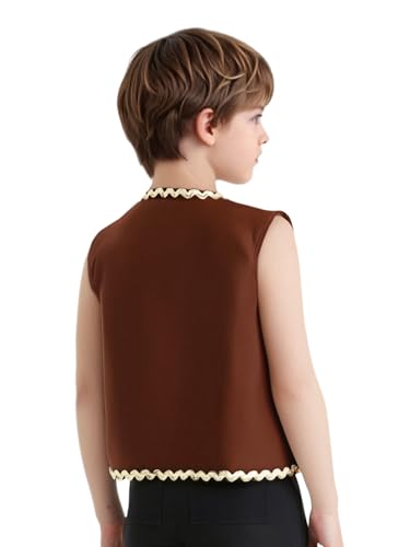 Boys Girls Pirate Vest Skull Cardigan Open Front Gold Trim Waistcoat Festival Party Outfits2