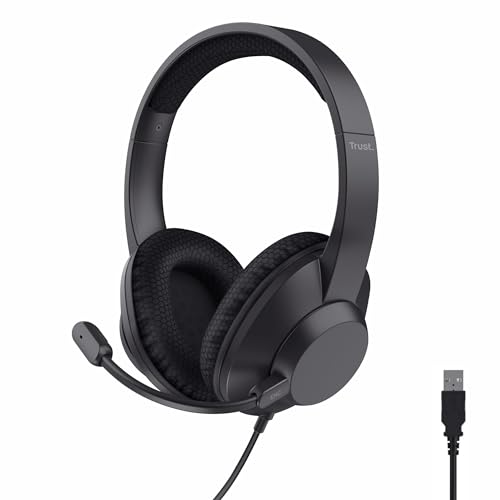 Trust Ayda Max USB Headset mit Mikrofon Over-Ear, Noise Cancelling ENC Mikrofon, Kopfhörer mit Kabel 1,80m, 85% Recyclingkunststoff, Headphones USB-C für Office Teams Zoom,...
