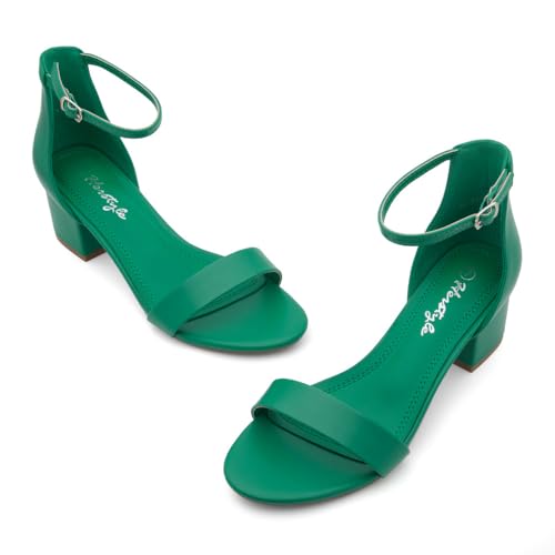 Image of Herstyle Low Block Heels for Women - 2.25 Inch Open Toe Chunky Heel Sandals with Dressy Ankle Strap for Wedding, Prom, Party & Office