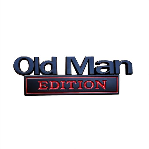 Old Man Edition Auto-Emblem, 3D-Metall-Aufkleber für Stoßstange, Tür oder Kofferraum, Retro-Stil, Auto-Abzeichen für Oldtimer, Mod-Enthusiasten (Schwarz Rot)