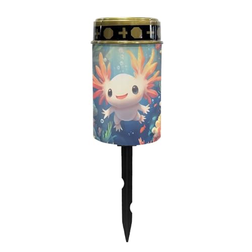 Image of Axolotl Print Solar Garden Stake Lights Grave Lamp for Outdoor Cemetery Waterproof Dustproof Flameless Automatic Solar Light