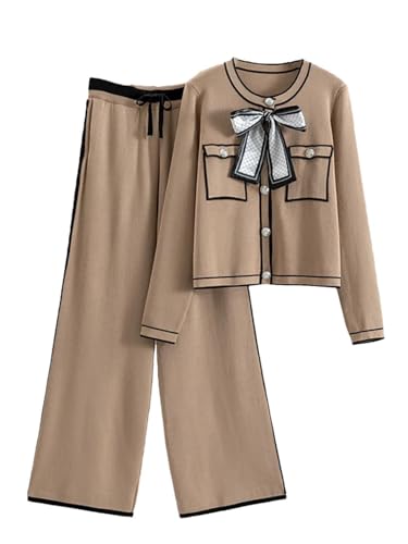 Ensemble en tricot femme kaki fini les tenues serrées avec ce pantalon large