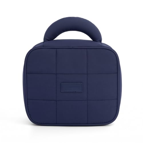 Image of WEMOL Travel Fashion Cosmetic Organizer Bag, Quilted Navy Blue | Detachable Pouch, Super Soft, For Brushes, Toiletries, Cosmetics, For Women