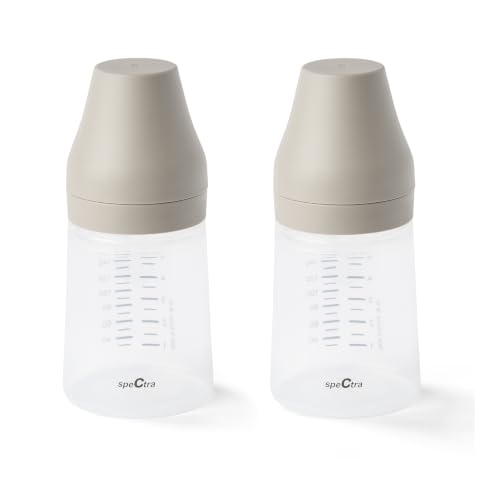 Image of Spectra Baby Wide Neck Baby Bottles for Breast Milk, Pack of 2 | BPA-Free Wide Neck Bottles Compatible with Spectra Wide Neck Breast Shields & Electric Breast Pumps for Storage