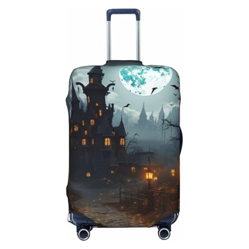 Travel Luggage Covers For Suitcase, Gloomy Castle And Witch Elastic Suitcase Protector Washable Anti-Scratch Suitcase Baggage Cover Luggage Protector Fits 18-32 Inch Luggage