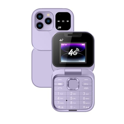 Tosuny Téléphone à Clapet 4G LTE débloqué, Mini Téléphone à Clapet 4G pour Personnes âgées, Haut-Parleur, Double Emplacement SIM, écran de 1,77
