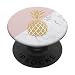 Pineapple Pop Socket Gold On Pink And White Marble Design - PopSockets Grip and Stand for Phones and Tablets