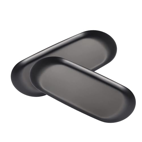 Oneroomone 2 Piezas Oval Bandeja, Bandejas Ovaladas, Organizador de Artículos Pequeños de Frutas/Velas/Dulces/Llaves/Cosméticos/Joyas, Revestimiento de Superficie Negra Oneroomone 2 Piezas Oval Bandeja, Bandejas Ovaladas, Organizador de Artículos Pequeños de Frutas/Velas/Dulces/Llaves/Cosméticos/Joyas, Revestimiento de Superficie Negra