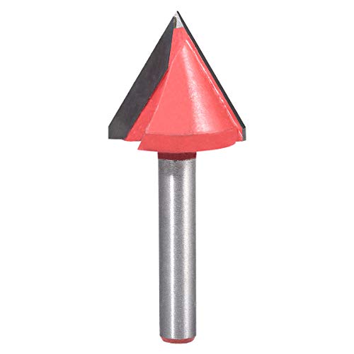 KATUR punta per router con scanalatura a V in metallo duro con gambo da 6 mm, per incisione CNC, fresa per utensili per legno (codolo 6 mm larghezza 22 mm 60 gradi)