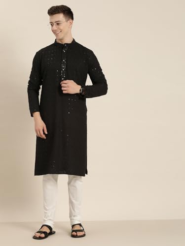 Image of Amazon Brand - Tavasya Men Rayon Blend Embroided Regular Kurta