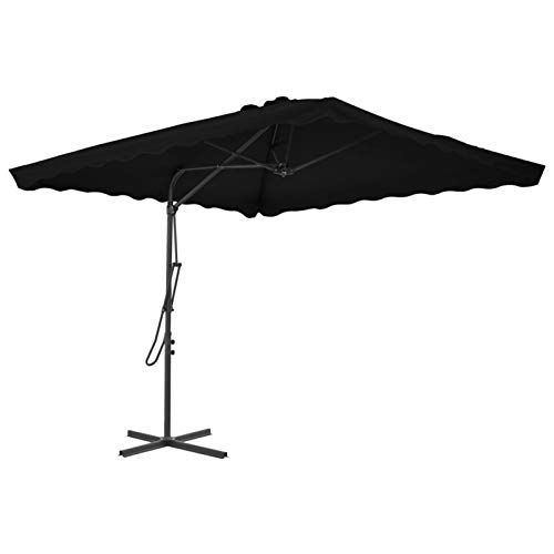 Parasol extérieur cantilever avec poteau acier noir 250x250x230 cm pour aménagement de jardin