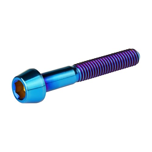 Image of Titanium Ti Bolt M5x9 16 18 20 25 30 35 40 45 50 55 60mm Tapered Head Screws Pack of 4 (M5x35mm, Burnt Blue)