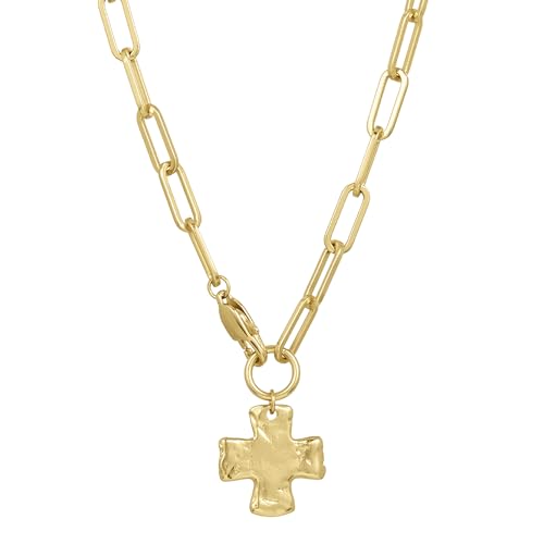 James Michelle The Original Chunky Cross Chain Necklace for Women Premium Waterproof Tarnish-Free Gold PVD Coated Jewelry Hypoallergenic Perfect for Beach Weddings Gifts