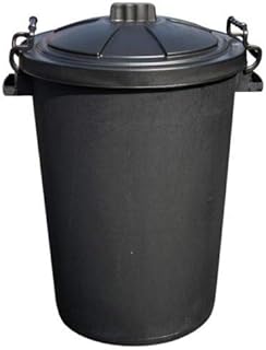 Srendi® Small/Medium/Large Black Plastic Bin Heavy Duty Refuse Bin With Lockable Lid Ideal for Outdoor/Rubbish/Waste/Dustbin/Animal Feed (Large 110Litre)