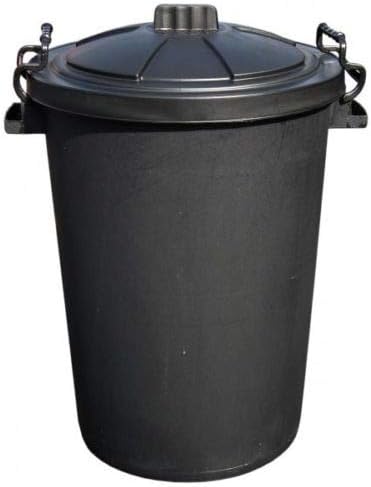Srendi® Small/Medium/Large Black Plastic Bin Heavy Duty Refuse Bin With Lockable Lid Ideal for Outdoor/Rubbish/Waste/Dustbin/Animal Feed (Medium 85Litre)