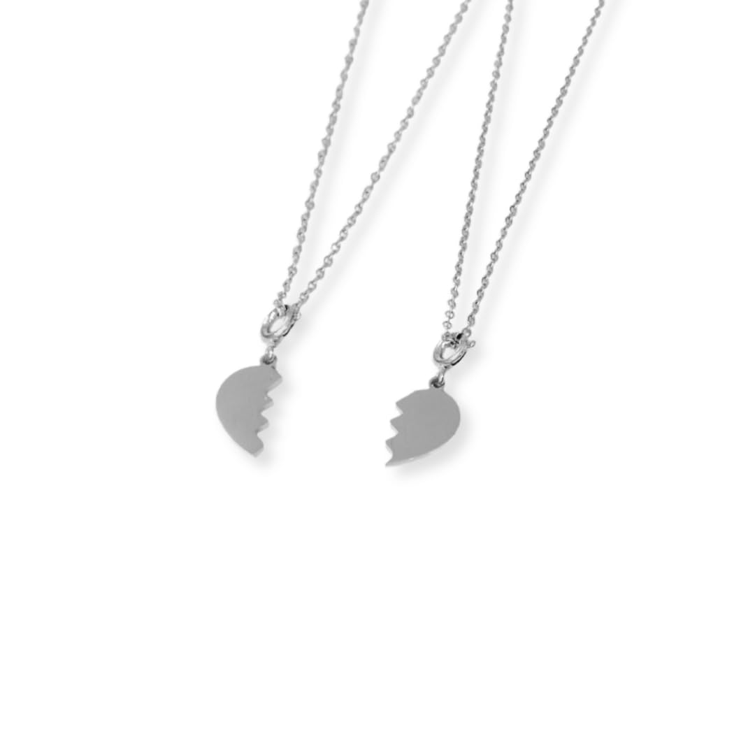 Labeille Jewelry Collar corazon dividido, Pack 2 Collares Corazón dividido, Collar con charm corazón, collar mejores amigaas