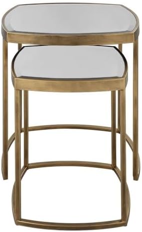Vista Gold Mirrored Square Nesting Tables, Set of 2