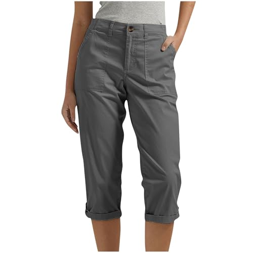 Cargo Capris for Women with Pockets Pulll On Capri Cargo Work Pants for Women Casual Summer