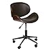 AltoBuy ROKIA - Chaise de Bureau Simili Noir Marbré et Contreplaqué Marron
