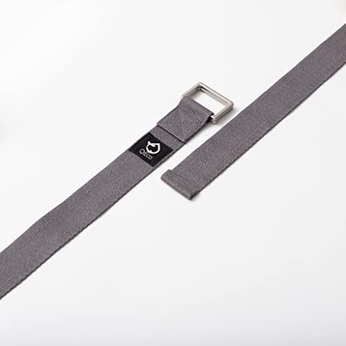 QiEco Grey Organic Cotton Yoga Strap with Herringbone Weave and Contemporary Steel Buckle, 8ft - Image 3