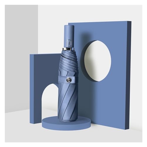 RENEESME Umbrellas for Rain Portable Eight-Bone Automatic Umbrella Folding Umbrella Solid Color Rain Or Shine Parasol Strong Umbrella for Wind and Rain(A)