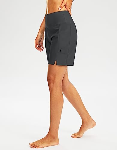 Image of G Gradual Women's 7 inch Long Swim Board Shorts High Waisted Quick Dry Beach Swimming Shorts for Women with Liner Pockets