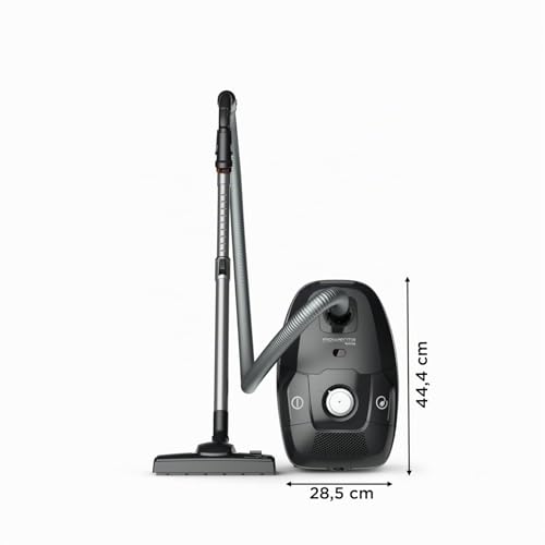 Rowenta Green Force Max Silence Aspirateur avec sac, 900 W max, Haute filtration, Silencieux, Eco-responsable, Fabriqué en France, Noir/Alu RO6136EA